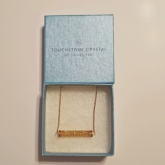 Gold Crystal Bar Necklace - Picture 3 of 4